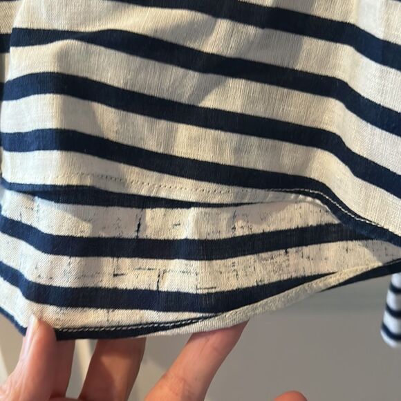 🎀Rag & bone Leeds white and blue striped linen button up blouse small Mandarin - Picture 5 of 11